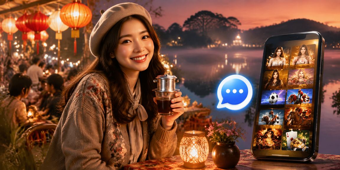 Người chơi sử dụng điện thoại tại quán cà phê Đà Lạt